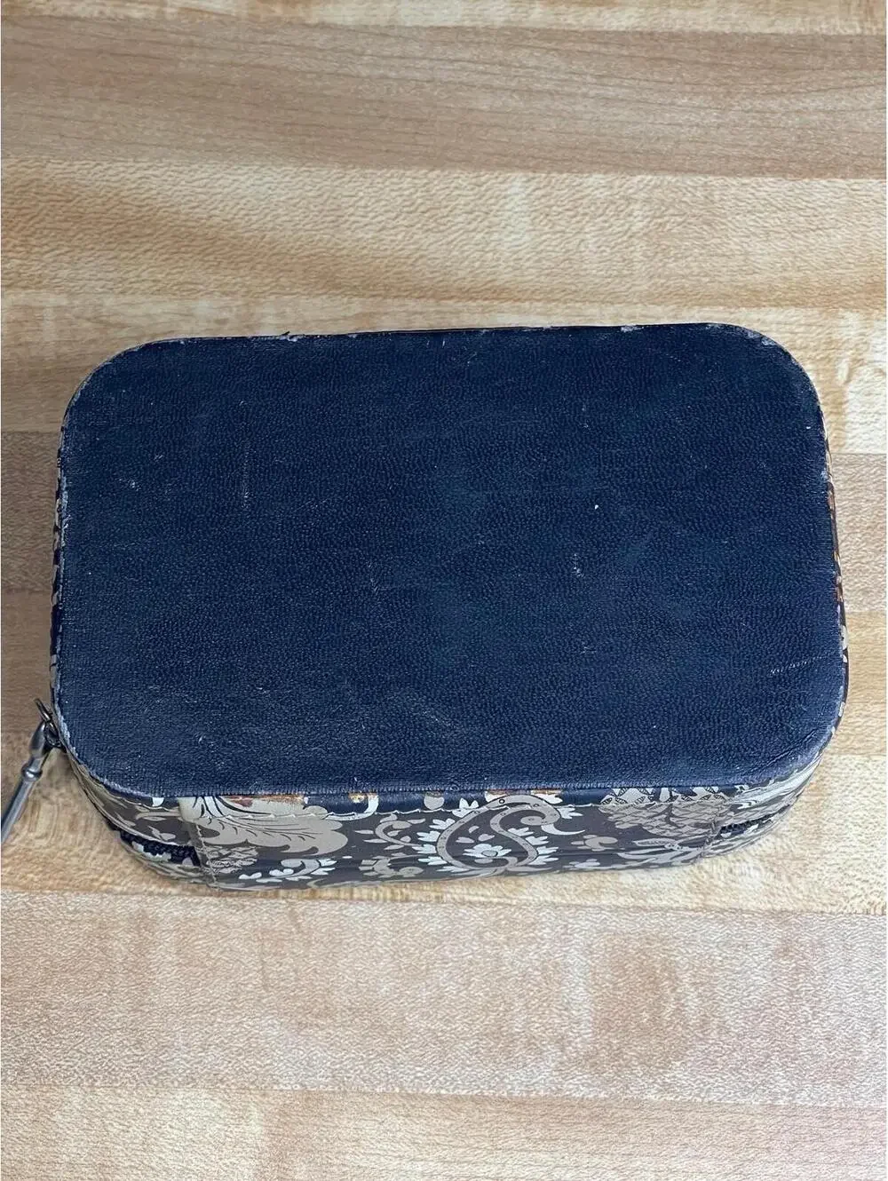 Vintage Fossil Coated Canvas Cashmere patterns Cosmetic Makeup  Jewelry Case
